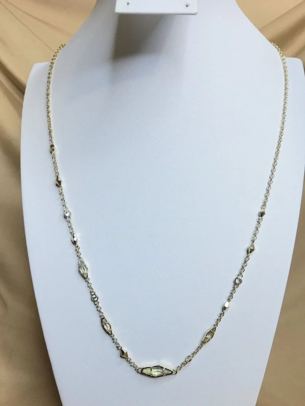 kendra scott debra silver tone aurora borealis chrystals station necklace